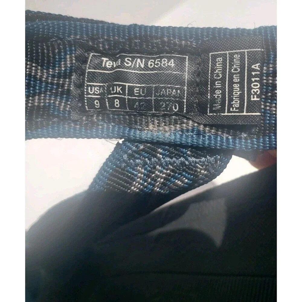Mens Teva Sandal Sz 9 for Sport Water Wear Blue Black Gray Strap Pattern SN6584